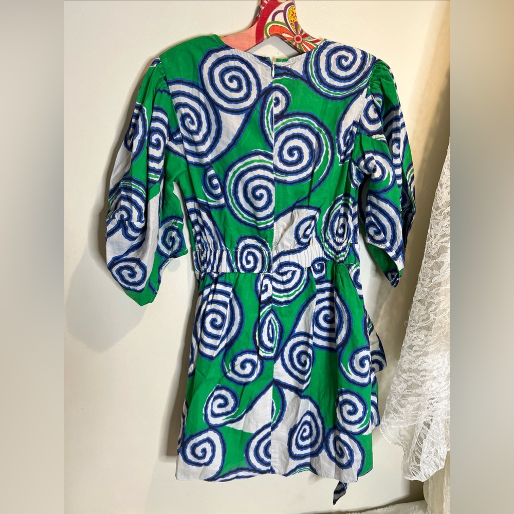RHODE Green & Blue Spiral Mini Dress - Picture 7 of 9
